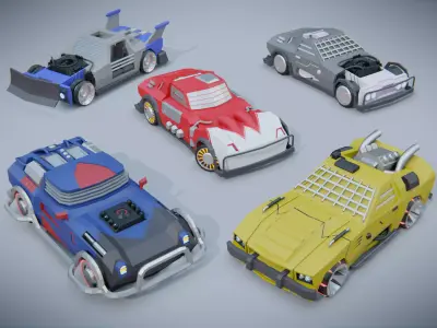 custom sci-fi car Low-poly 3D model