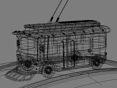 Trolleybus cartoon 3D model