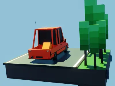 Red car Low-poly 3D model buy