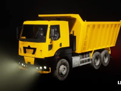 Driveable Animated Construction Truck 02 Low-poly 3D model