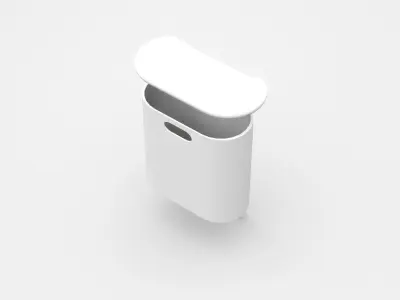 White Flat Oval Shape Trash Bin 3D model