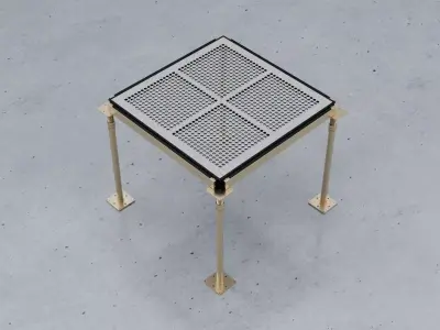 3D Raised Perforated Panel with pedestal and stringer Model 3D model