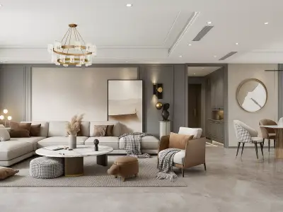 Modern Luxury Living  High End 3D Model 3D model