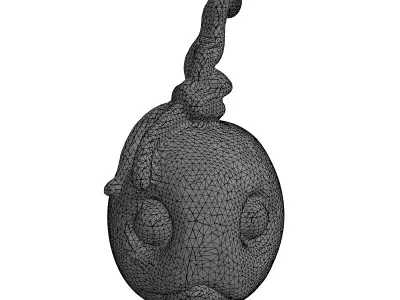 Stylized Wooden Sad Bomb Character Low-poly 3D model