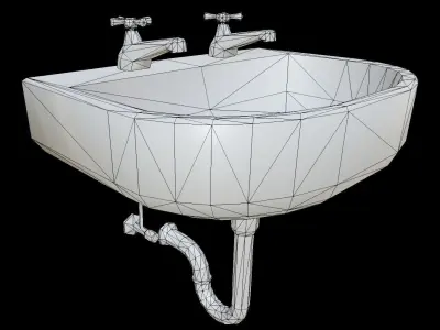 Old Sink Low-poly 3D model