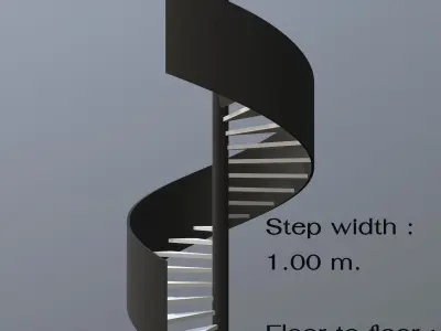 Spiral stair with solid stringer 3D Model Collection
