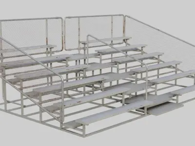 Bleachers 1 set of metal benches Low-poly 3D model