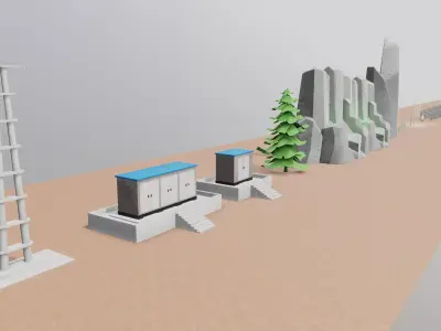 Low Poly Fixed System Solar Energy Pack Low-poly 3D model