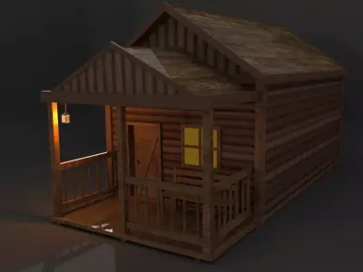 Wooden Cabin  Free low-poly 3D model