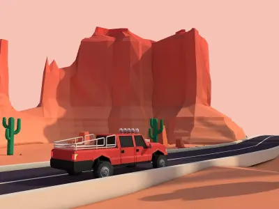 Cartoon Low Poly Monument Valley Landmark Low-poly 3D model