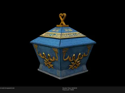 Low Poly Stylized Egypt Gold Ornament Low-poly 3D model