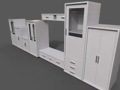 Set Modern Furniture 3D Model Low-poly 3D model