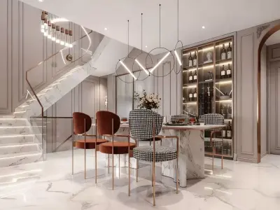 Modern Light Luxury Living Room 3D model