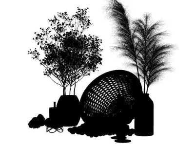 Dried Pampas grass gray  3D model