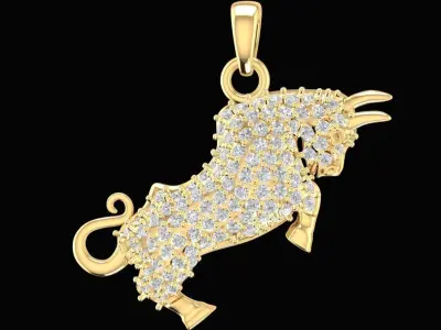Luxury Bull Zodiac Pendant 3D Model 2260 3D print model