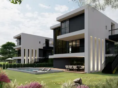 Modern Luxury Villa 3D Model with Pool and Minimalist Design 3D model