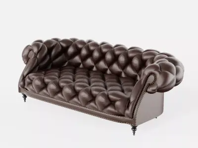 Castered Chesterfield Sofa Low-poly 3D model
