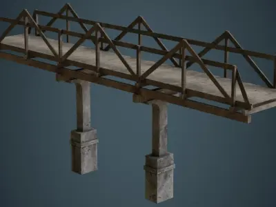 Plank Bridge 3B Low-poly 3D model