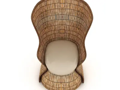 bamboo chair 3D model Low-poly 3D model