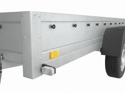 Double axle car trailer jockey wheel extended 3D model