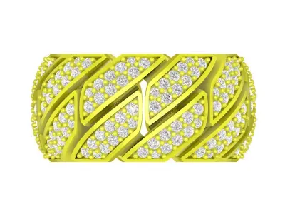 Luxury Pave Leaf Pattern Wide Band Ring for Men  4324 3D print model