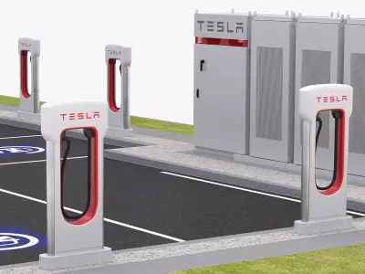 Tesla Supercharger Station 3D model