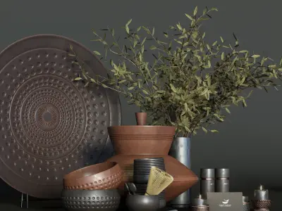Pottery decorative set 3D model