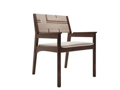 3D Wooden Chair Low-poly 3D model