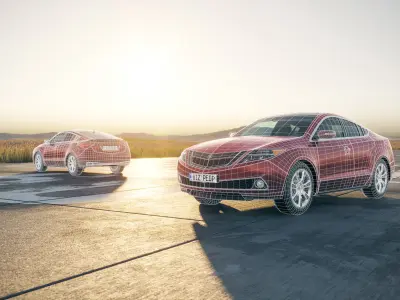 Red german SUV unbranded 3D model