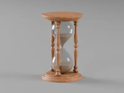 Vintage wooden houglass Low-poly 3D model