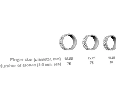 Eternity diamond ring 3 rows 3D print model