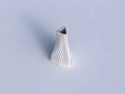 Vase grounded triangle with wavy extruded lines 3 3D print model purchase