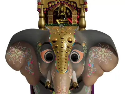 Cartoon DASARA Elephant - MAYA Rigged and Blender Rigged Low-poly 3D model