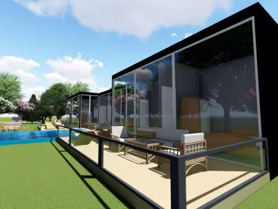 House design with pool 3D model