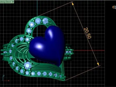 Stylish Proposal Heart Diamond Ring 3d Printable Model 3D print model
