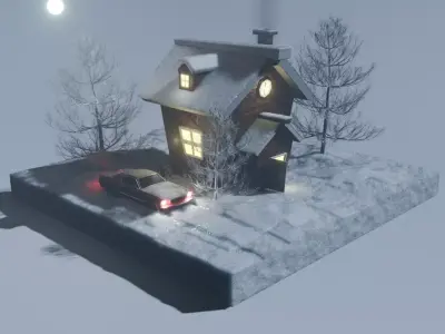 Winter Snow House Low-poly 3D model