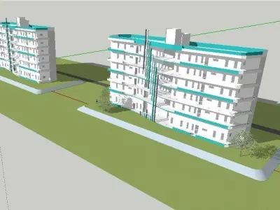 Apartment Building 6 stories tall 3D model