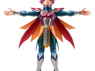 Heroic Outfit Character Model Pack with Vibrant Details Low-poly 3D model