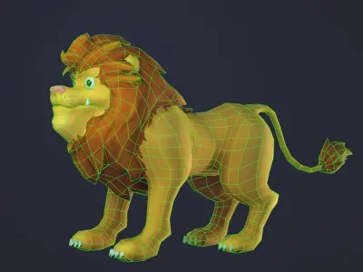 Cartoon Lion - rigged and skinned - Low-poly 3D model