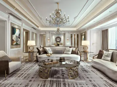 Luxury living room interior 3D model