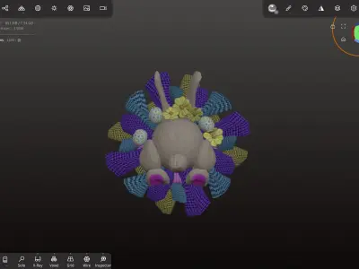 Easter Bunny Wreath Low-poly 3D model