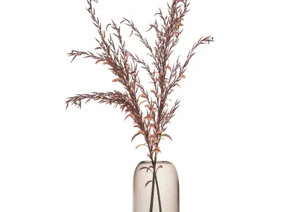 Bouquet of dried flowers in a glass vase 153 3D model