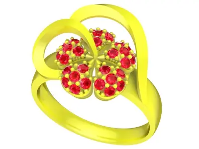 Elegant Floral Cluster Gemstone Ring 3D Jewelry Design 4512 3D print model