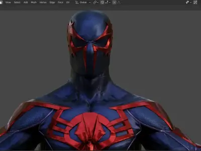 Spider-Man 2099 Miguel O hara 3D Model Free low-poly 3D model