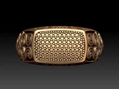 MAN RING WITH DIAMOND GEMSTONES 3D print model