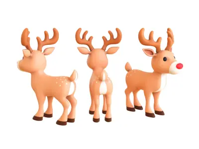 Cartoon Reindeer 5 Cute Low-poly 3D model
