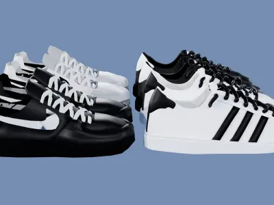 Nike AF1 and Adidas Superstars Low-poly 3D model