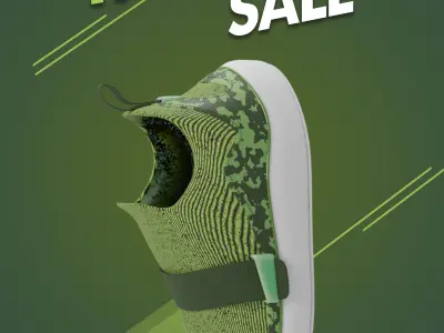  Sneakers Low Green 3D model 3D model