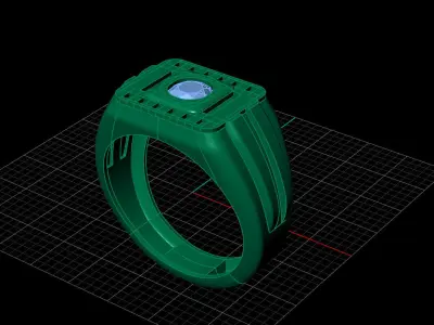 Print Ready STL 3DM  Gents Rings Diamond Men Ring  3D print model 76