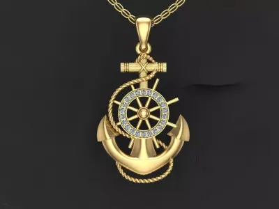 Anchor gold pendant 3D model 3D print model